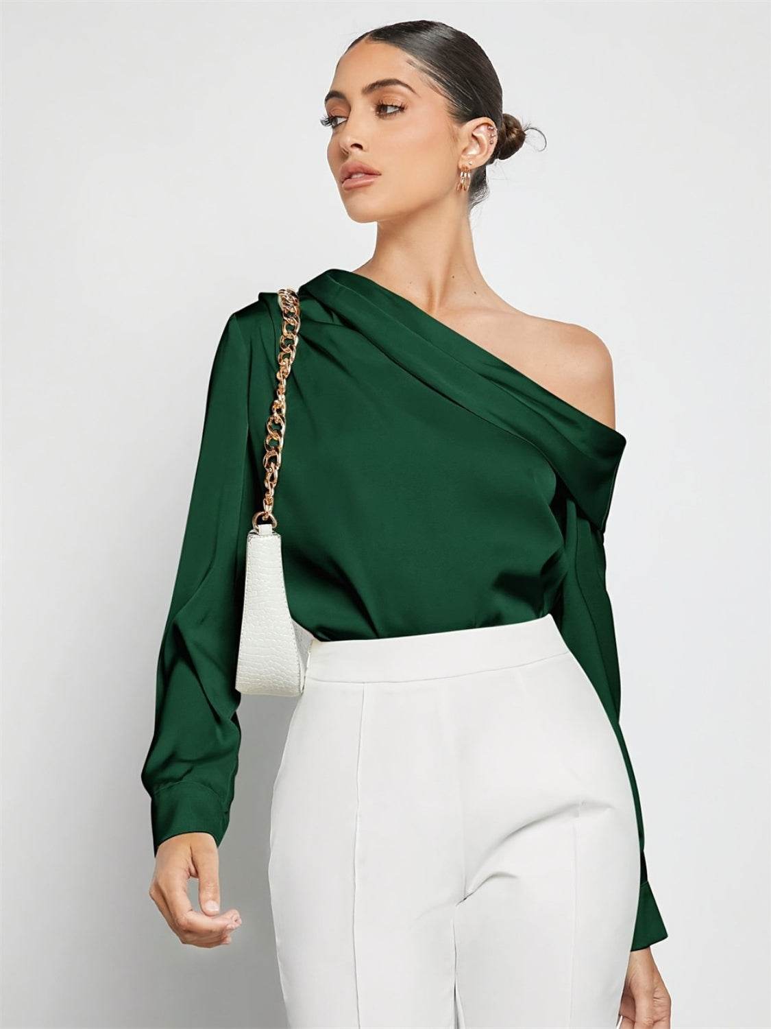 Ruched One Shoulder Long Sleeve Top for a perfect OOTD – dress to impress outfits from Amexza