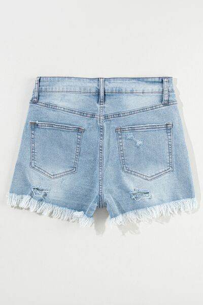 Distressed Raw Hem Denim Shorts for a perfect OOTD – dress to impress outfits from Amexza