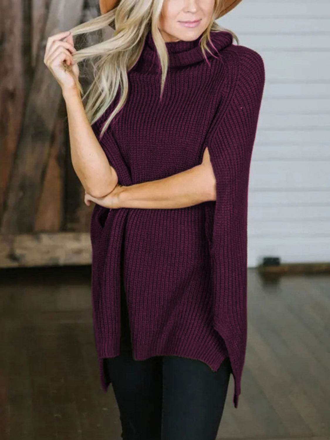 Turtleneck Slit Sweater for a perfect OOTD – dress to impress outfits from Amexza