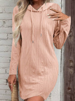Drawstring Hooded Sweater Dress Dusty Pink for a perfect OOTD – dress to impress outfits from Amexza