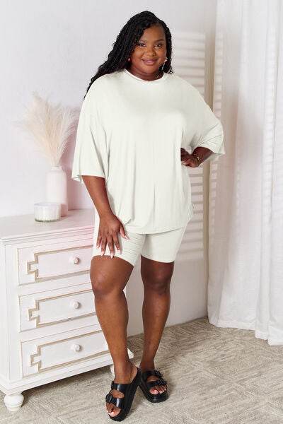 Basic Bae Full Size Soft Rayon Three-Quarter Sleeve Top and Shorts Set - Amexza