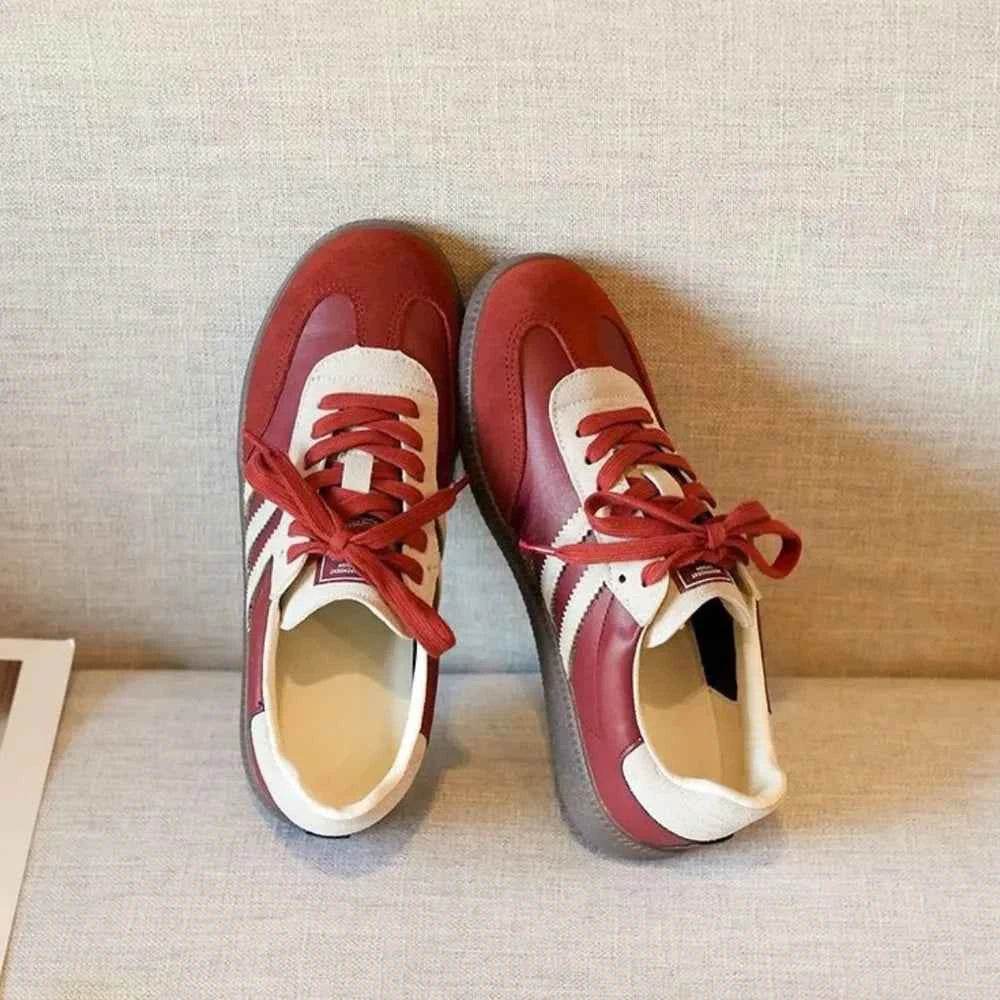 Round Toe Flats Sneakers Red for a perfect OOTD – dress to impress outfits from Amexza