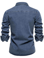 Men's Snap Down Long Sleeve Denim Shirt for a perfect OOTD – dress to impress outfits from Amexza