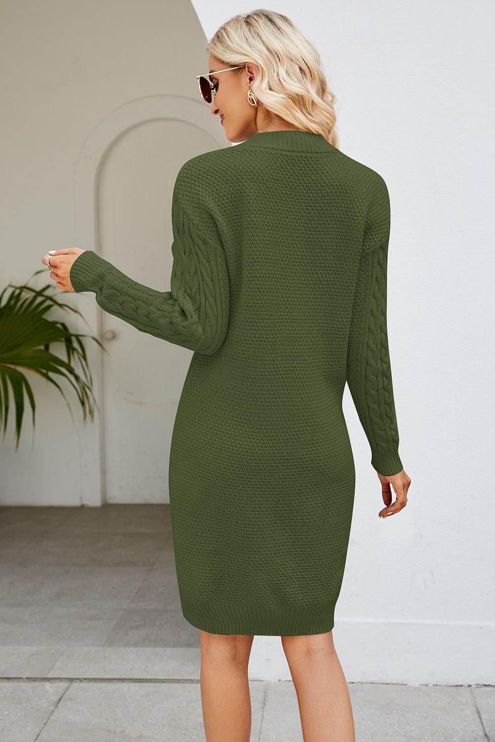 Cable-Knit Long Sleeve Sweater Dress for a perfect OOTD – dress to impress outfits from Amexza