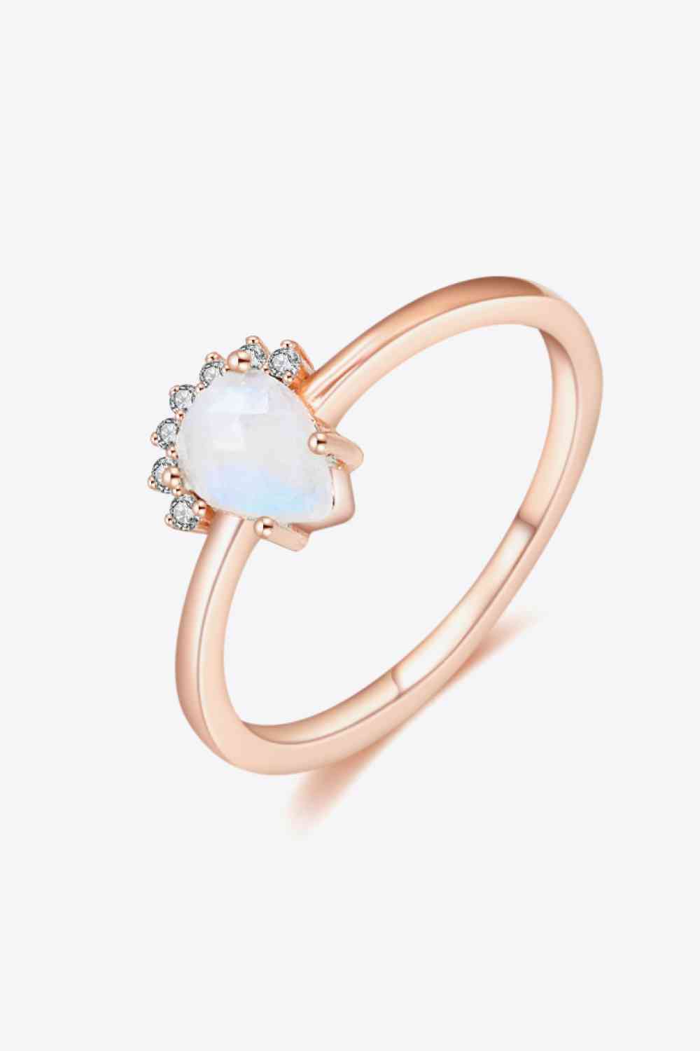 18K Rose Gold-Plated Pear Shape Natural Moonstone Ring for a perfect OOTD – dress to impress outfits from Amexza