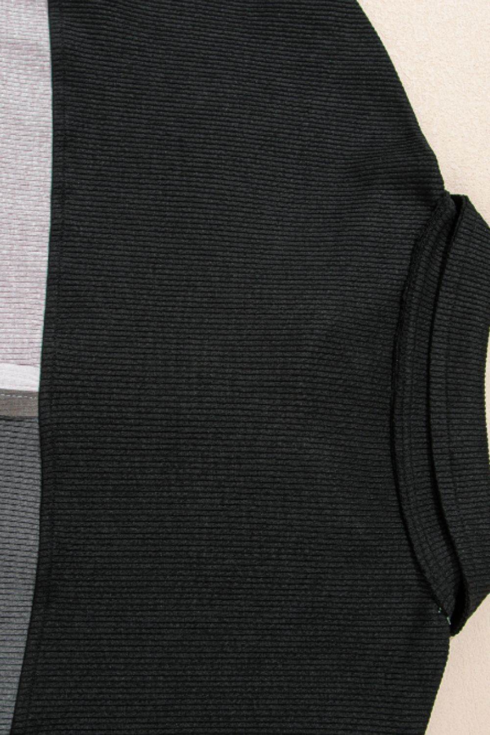 Color Block Collared Neck Long Sleeve Sweatshirt for a perfect OOTD – dress to impress outfits from Amexza