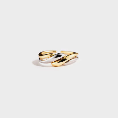 925 Sterling Silver Twisted Open Ring Gold 7 for a perfect OOTD – dress to impress outfits from Amexza