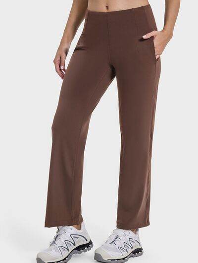 Millennia Pocketed High Waist Active Pants - Amexza