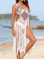 Fringe Spaghetti Strap Cover-Up White One Size for a perfect OOTD – dress to impress outfits from Amexza
