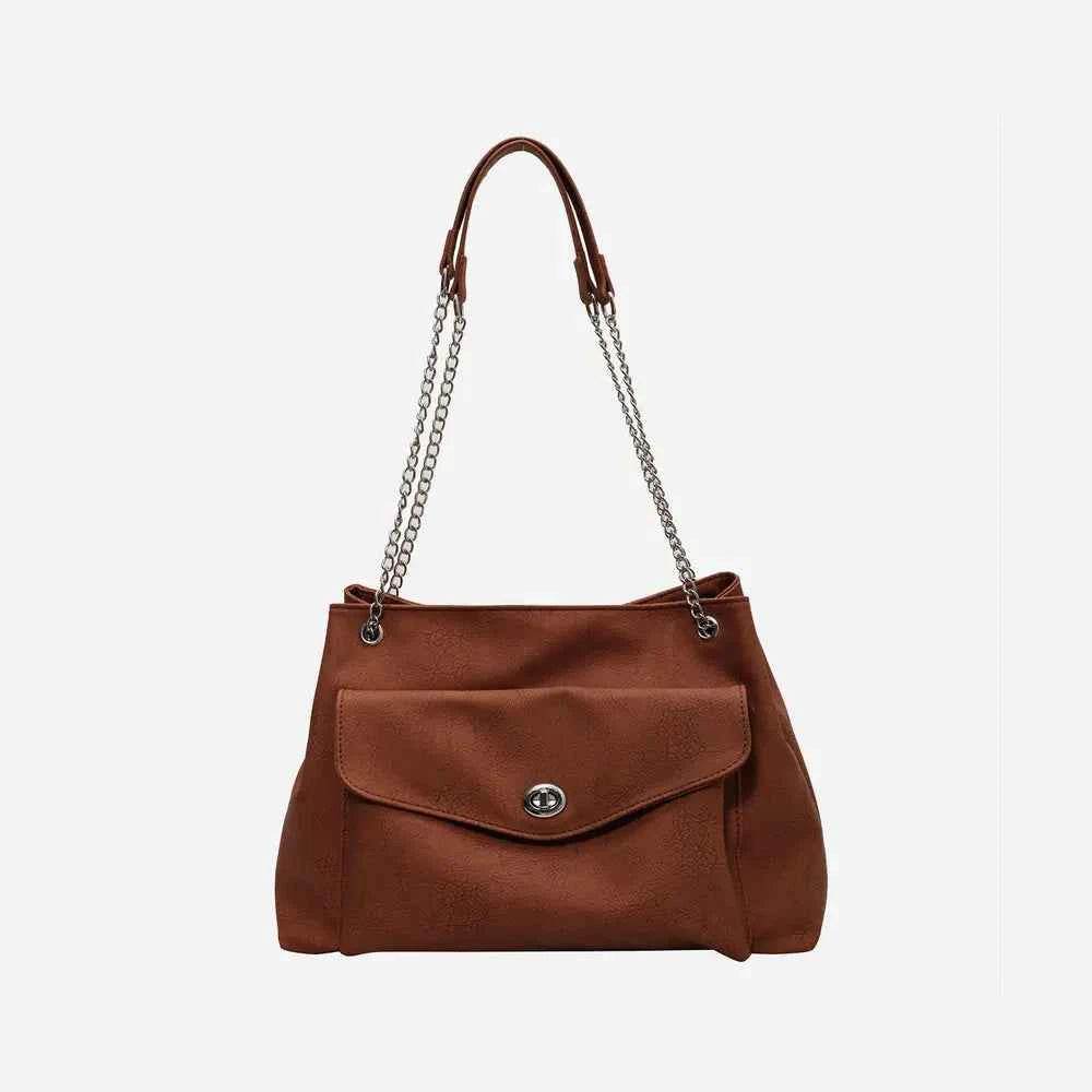 PU Leather Shoulder Bag Burnt Umber One Size for a perfect OOTD – dress to impress outfits from Amexza