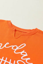 GAME DAY Football Notched Long Sleeve Sweatshirt for a perfect OOTD – dress to impress outfits from Amexza