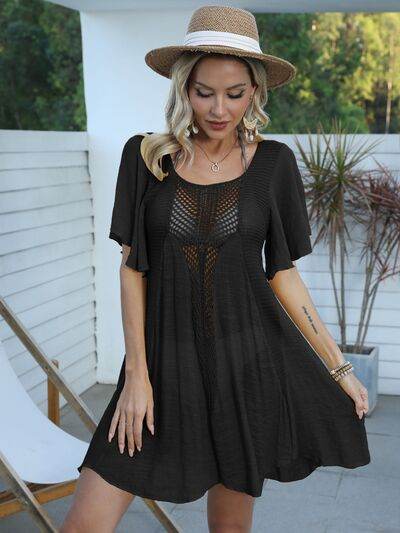 Openwork Flutter Sleeve Cover-Up Dress for a perfect OOTD – dress to impress outfits from Amexza