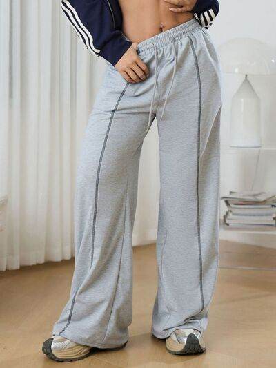 Drawstring Wide Leg Pants Light Gray for a perfect OOTD – dress to impress outfits from Amexza