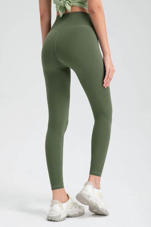 Wide Waistband High Waist Sport Leggings - Amexza