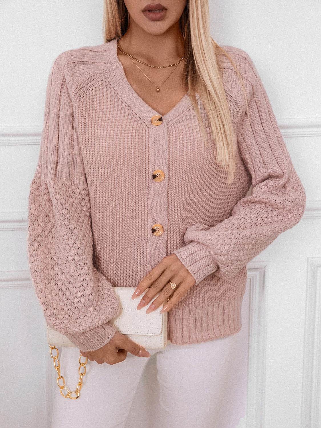 V-Neck Button Up Raglan Sleeve Cardigan for a perfect OOTD – dress to impress outfits from Amexza