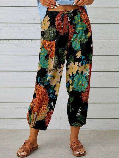 Printed Tied Cropped Pants Multicolor for a perfect OOTD – dress to impress outfits from Amexza