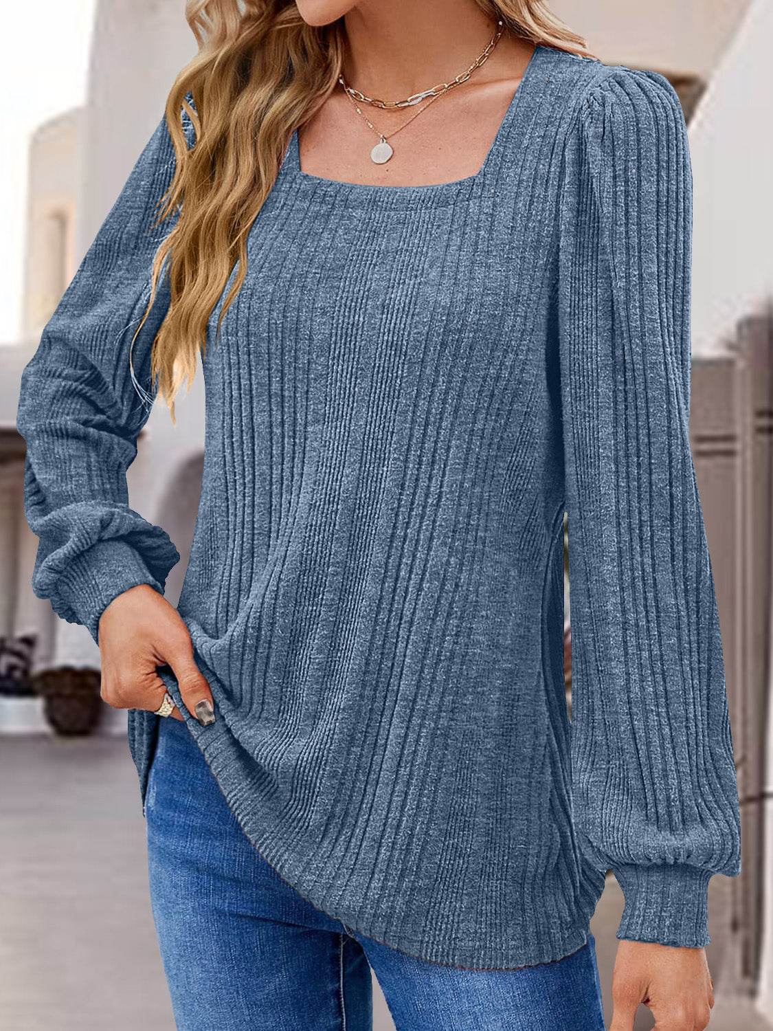 Square Neck Long Sleeve Top for a perfect OOTD – dress to impress outfits from Amexza