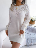 Openwork Boat Neck Sweater Dress for a perfect OOTD – dress to impress outfits from Amexza