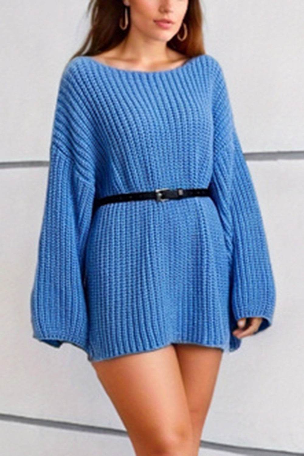 Boat Neck Dropped Shoulder Mini Sweater Dress for a perfect OOTD – dress to impress outfits from Amexza