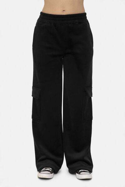 Mono B Elastic Waist Corduroy Cargo Pants Black for a perfect OOTD – dress to impress outfits from Amexza