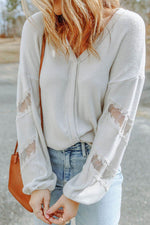 Lace Detail Drop Sleeve Ribbed Top for a perfect OOTD – dress to impress outfits from Amexza