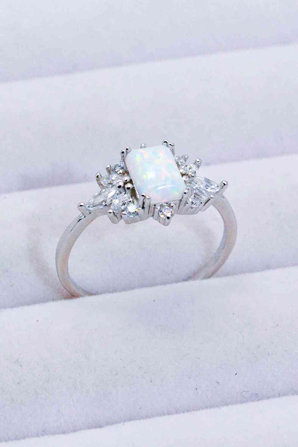 925 Sterling Silver Zircon and Opal Ring for a perfect OOTD – dress to impress outfits from Amexza