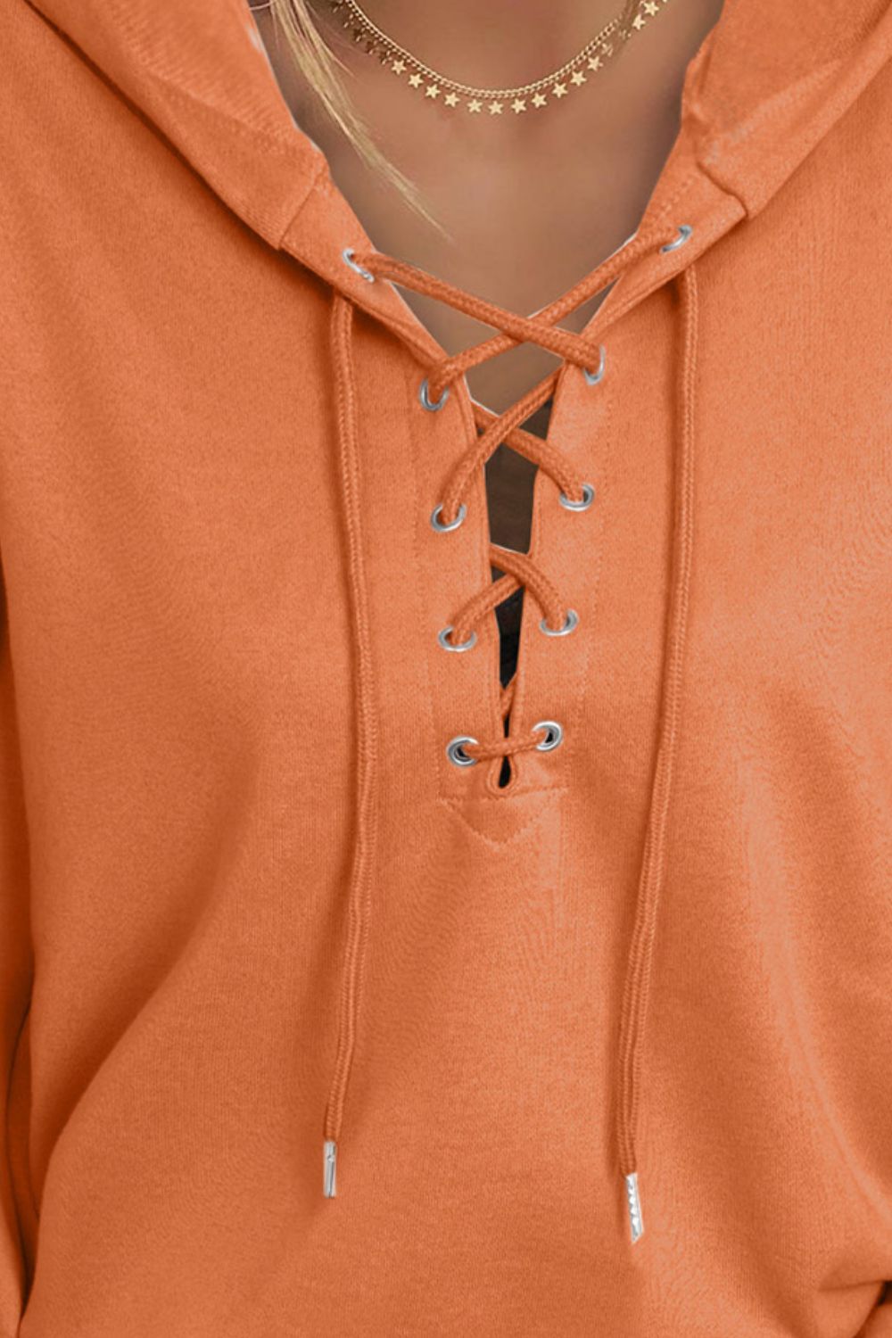 Lace Up Long Sleeve Hoodie