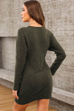 V-Neck Long Sleeve Mini Sweater Dress for a perfect OOTD – dress to impress outfits from Amexza
