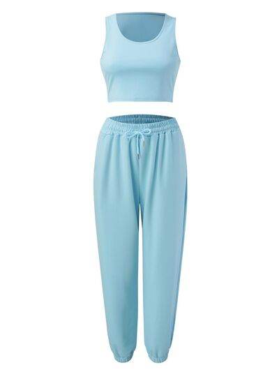 Wide Strap Top and Drawstring Joggers Set for a perfect OOTD – dress to impress outfits from Amexza