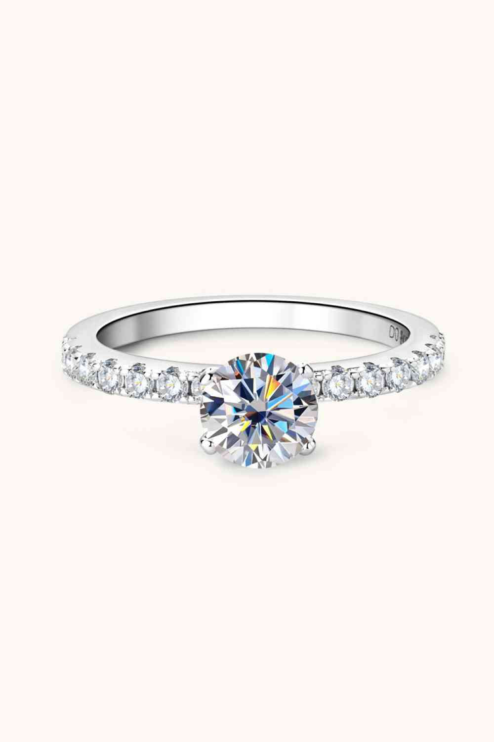 Moissanite Platinum-Plated Side Stone Ring Silver for a perfect OOTD – dress to impress outfits from Amexza