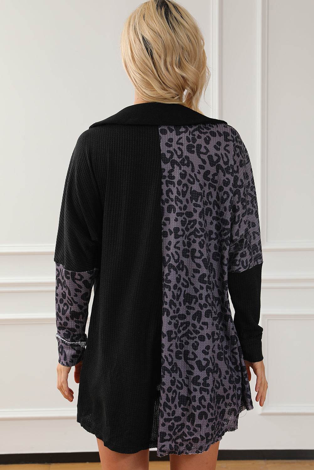 Half Button Leopard Collared Neck Blouse for a perfect OOTD – dress to impress outfits from Amexza