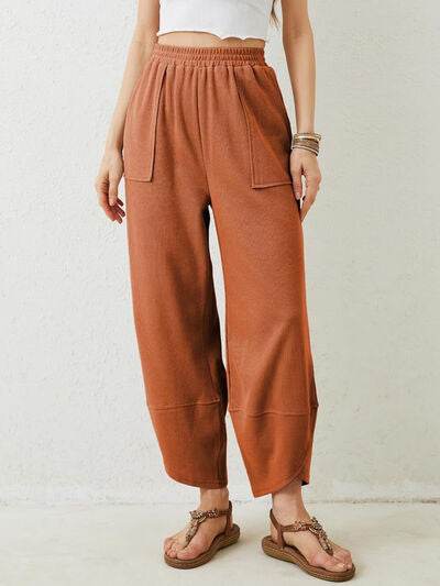 Lovelet Elastic Waist Wide Leg Pants Ochre for a perfect OOTD – dress to impress outfits from Amexza