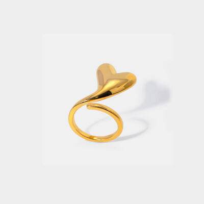 Stainless Steel Heart Bypass Ring Gold One Size for a perfect OOTD – dress to impress outfits from Amexza