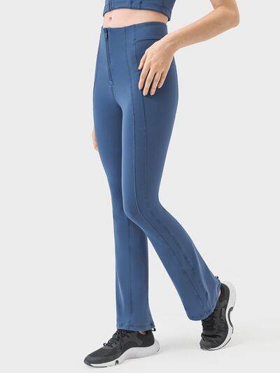 Millennia Zipper Detail High Waist Active Pants - Amexza