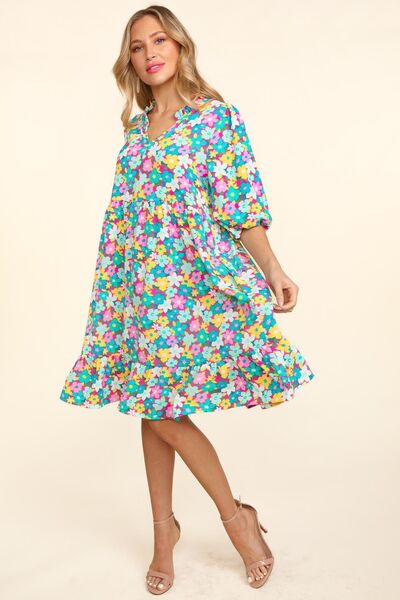 Haptics Bubble Sleeve Floral Ruffled Dress for a perfect OOTD – dress to impress outfits from Amexza