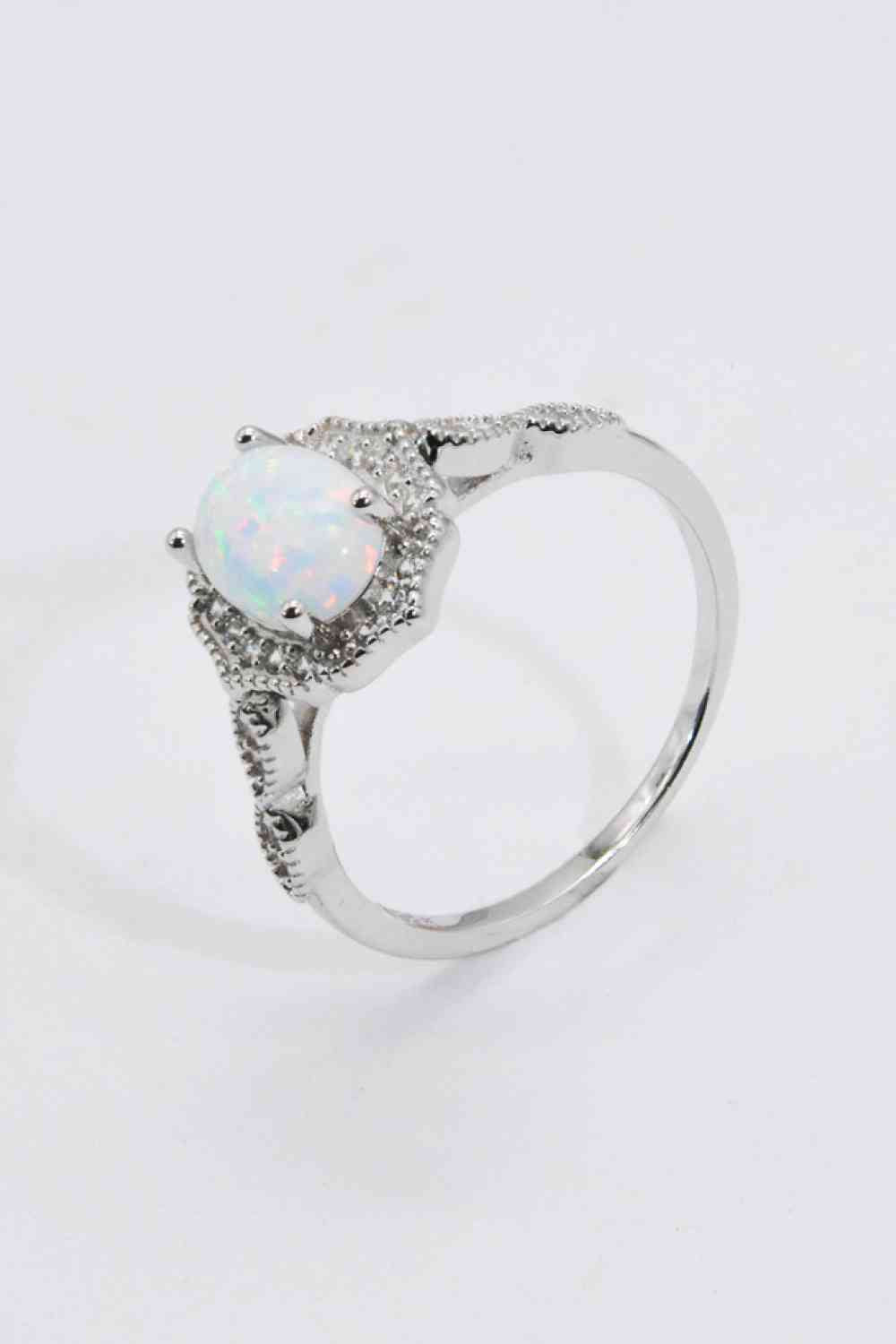 925 Sterling Silver Platinum-Plated Opal Ring for a perfect OOTD – dress to impress outfits from Amexza