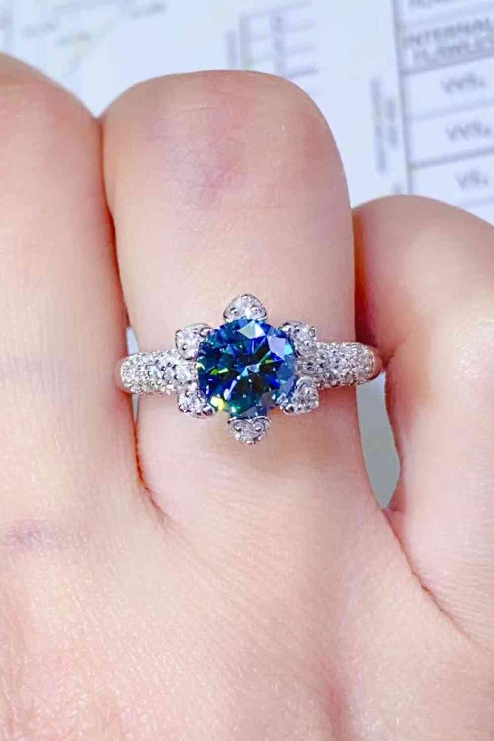 1 Carat Moissanite 925 Sterling Silver Ring Sky Blue for a perfect OOTD – dress to impress outfits from Amexza