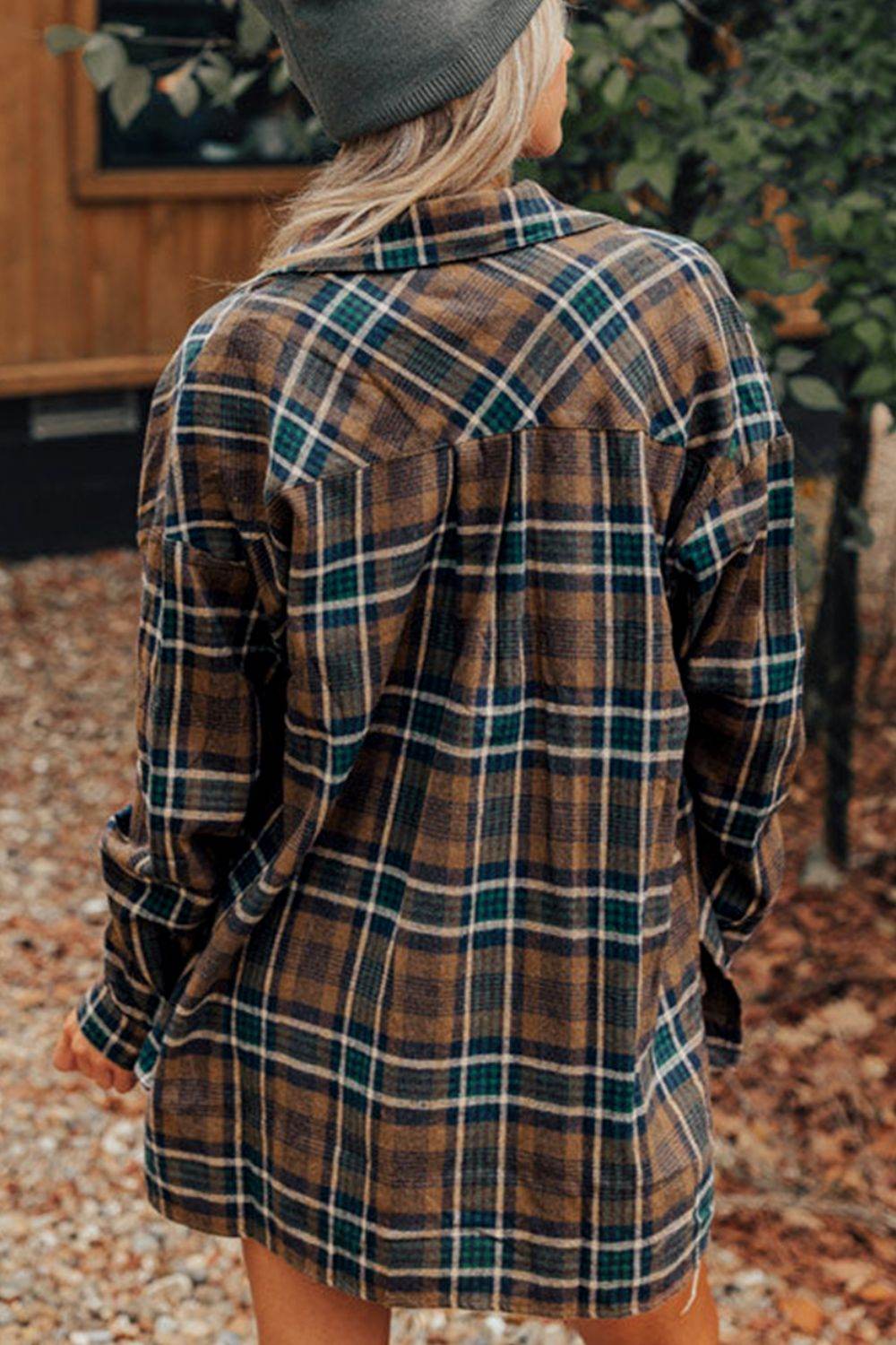 Plaid Collared Neck Button Up Jacket for a perfect OOTD – dress to impress outfits from Amexza