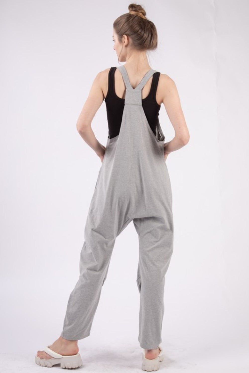 VERY J Plunge Sleeveless Jumpsuit with Pockets - Amexza