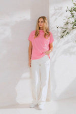 Ces Femme Texture Mock Neck Short Sleeve Knit Top for a perfect OOTD – dress to impress outfits from Amexza