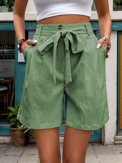 Perfee Tied High Waist Shorts with Pockets for a perfect OOTD – dress to impress outfits from Amexza