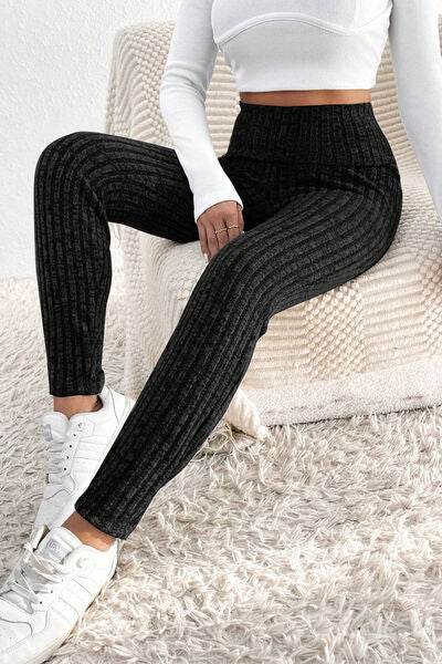 Ribbed High Waist Leggings - Amexza