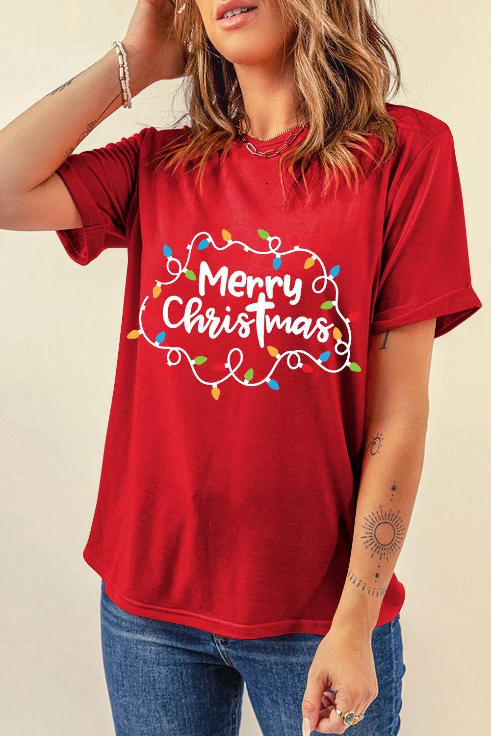 MERRY CHRISTMAS Round Neck Short Sleeve T-Shirt for a perfect OOTD – dress to impress outfits from Amexza