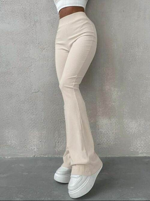 High Waist Flare Pants Cream for a perfect OOTD – dress to impress outfits from Amexza