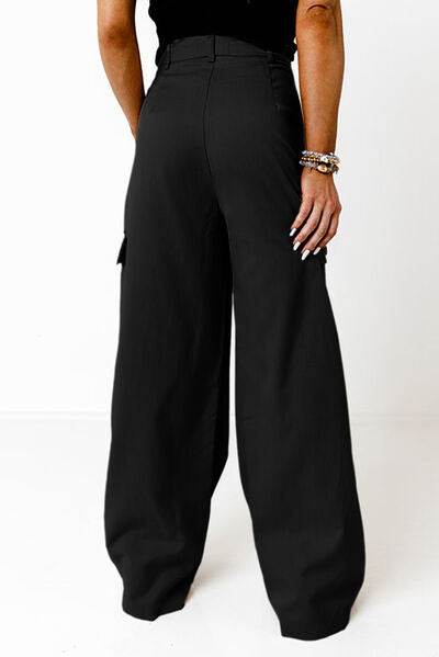 Ruched Wide Leg Pants with Pockets for a perfect OOTD – dress to impress outfits from Amexza