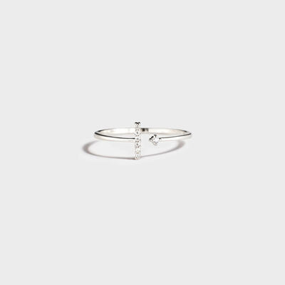 T Shape Inlaid Zircon 925 Sterling Silver Open Ring Silver 7 for a perfect OOTD – dress to impress outfits from Amexza