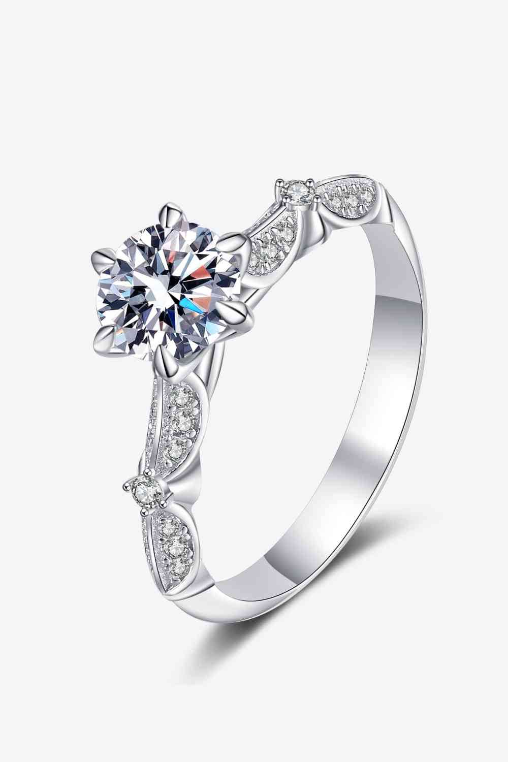 925 Sterling Silver Inlaid Moissanite 6-Prong Ring Silver for a perfect OOTD – dress to impress outfits from Amexza