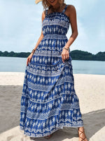 Perfee Printed Square Neck Sleeveless Maxi Dress - Amexza