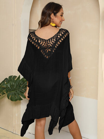 Cutout Ruffled Half Sleeve Cover-Up for a perfect OOTD – dress to impress outfits from Amexza