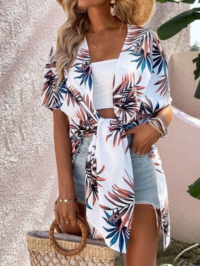 Printed Open Front Half Sleeve Cover Up for a perfect OOTD – dress to impress outfits from Amexza